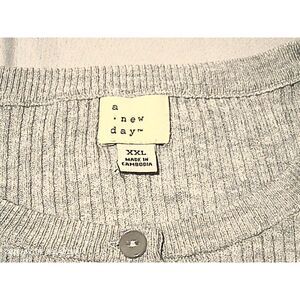A New Day Women’s XXL Gray Ribbed Button Front Cardigan Sweater Soft Lightweight